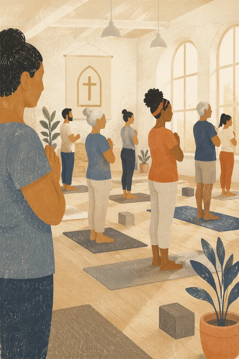 Church Fitness Class in Prayer Pose