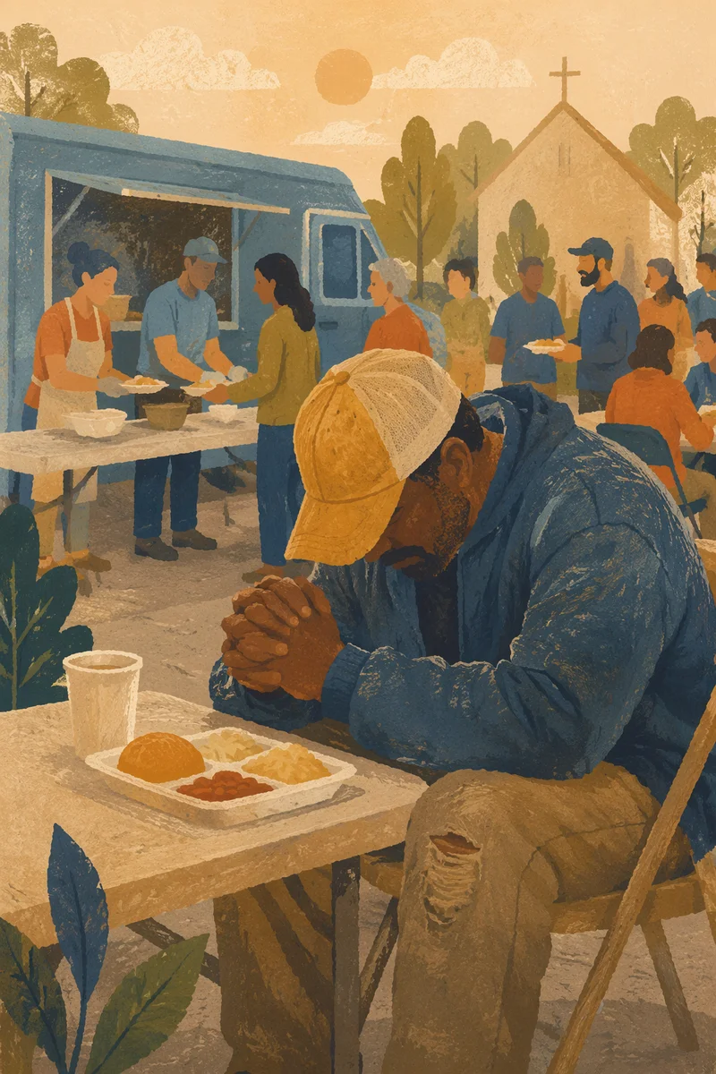 Prayerful Moment at Church Food Truck Festival