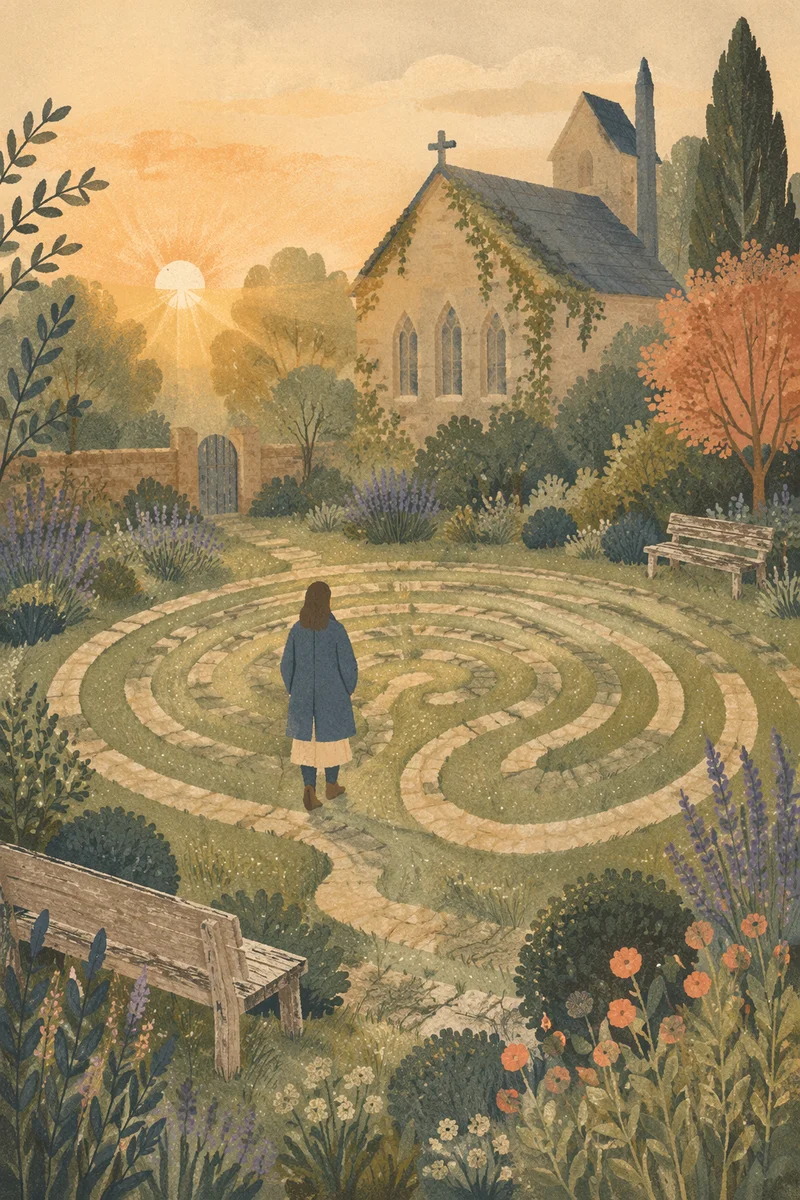 Sunrise Prayer Walk in Church Garden Labyrinth