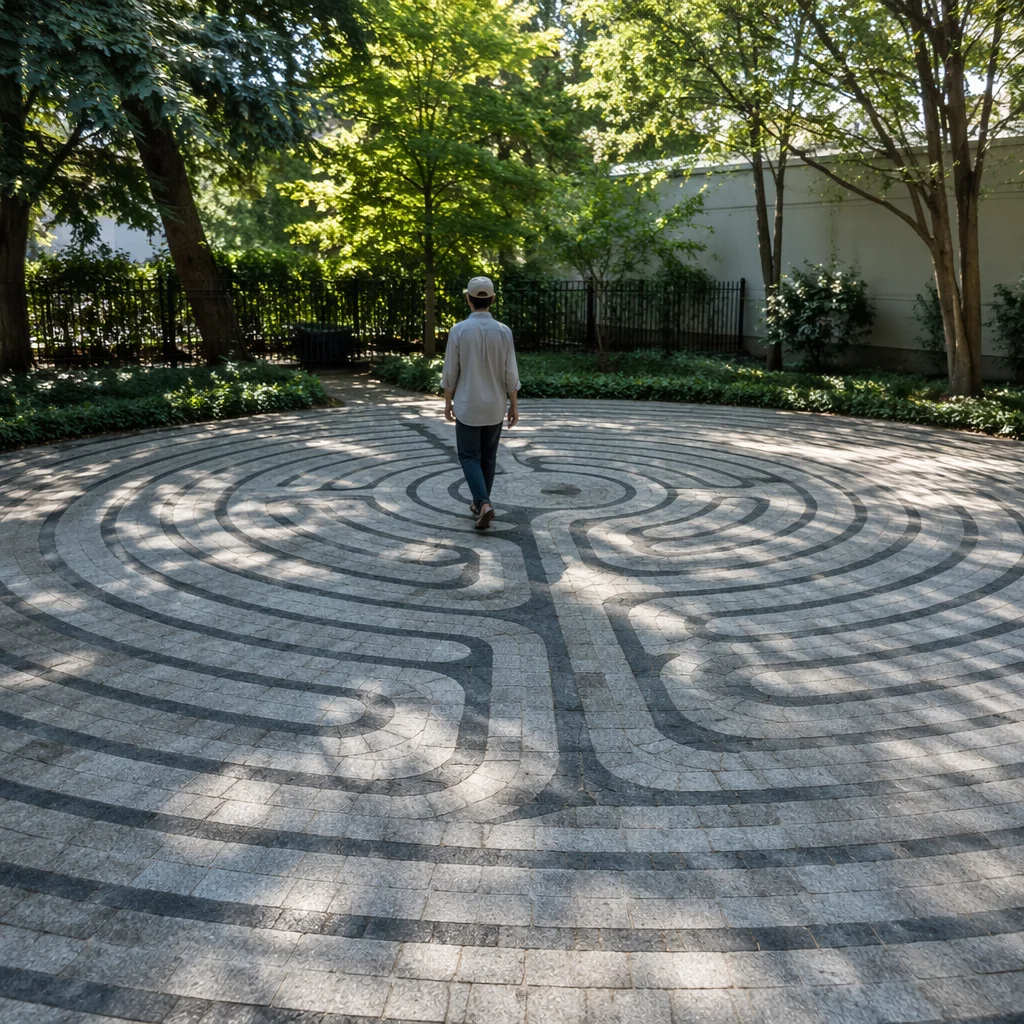 Peaceful Church Garden Labyrinth Walk