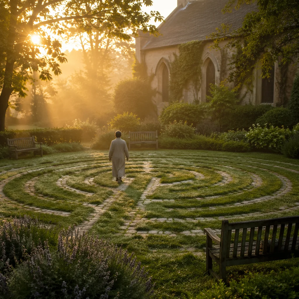 Sunrise Prayer Walk in Church Garden Labyrinth