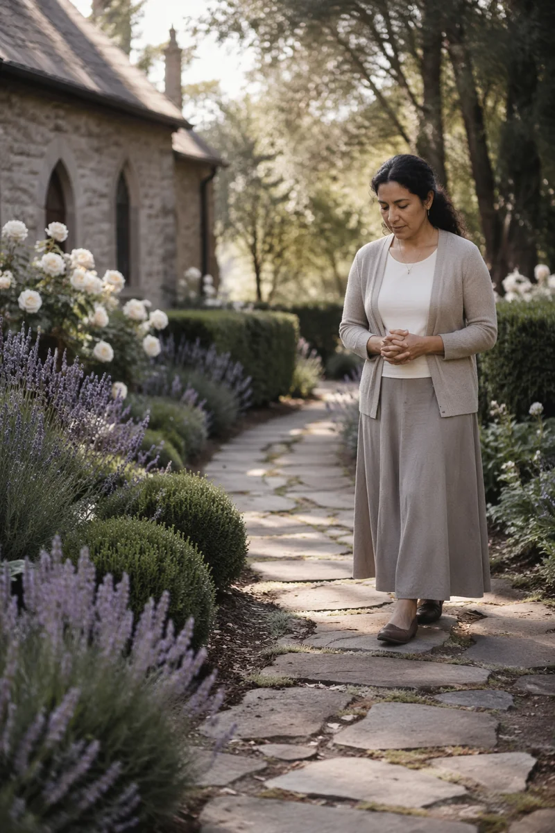 Serene Church Garden Prayer Path Walk