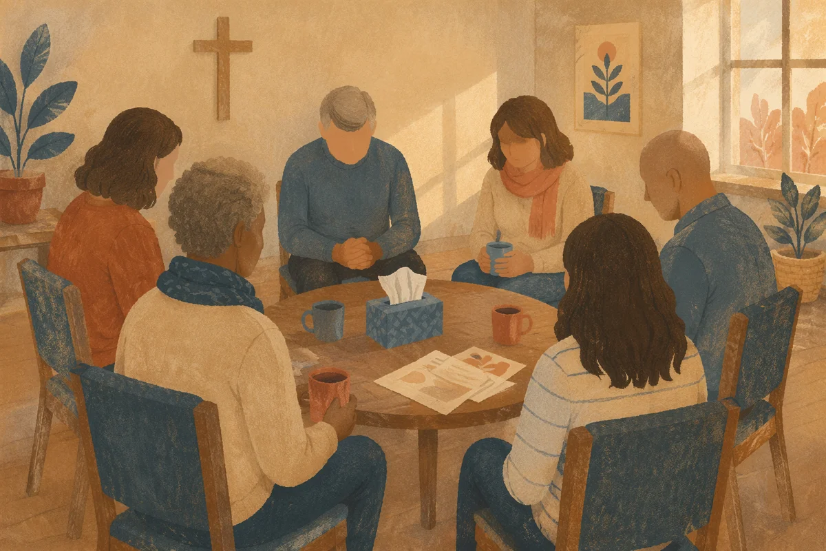 Church Grief Support Circle in Gentle Light