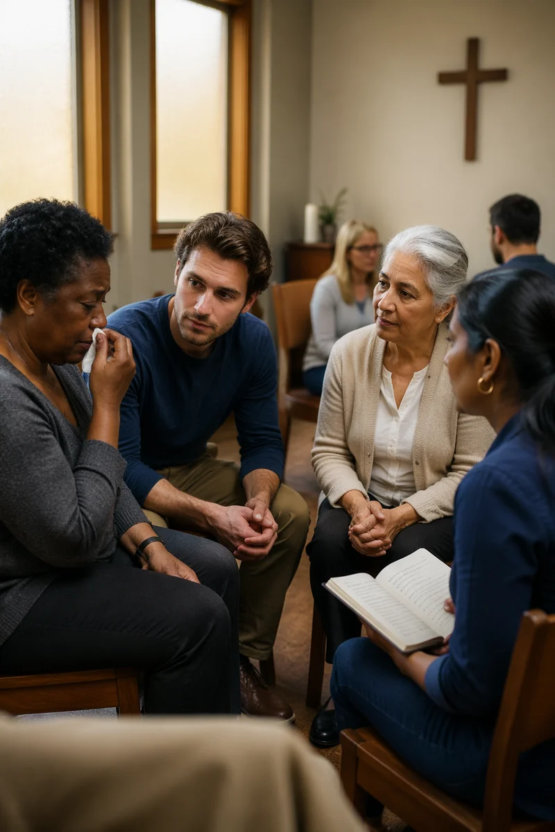 Support Group Circle in Church Room