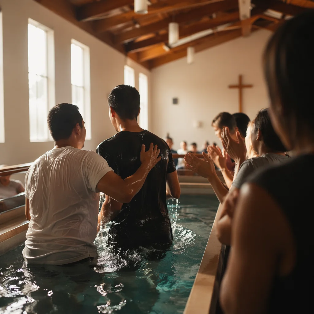 Joyful Multiple Baptism Church Celebration