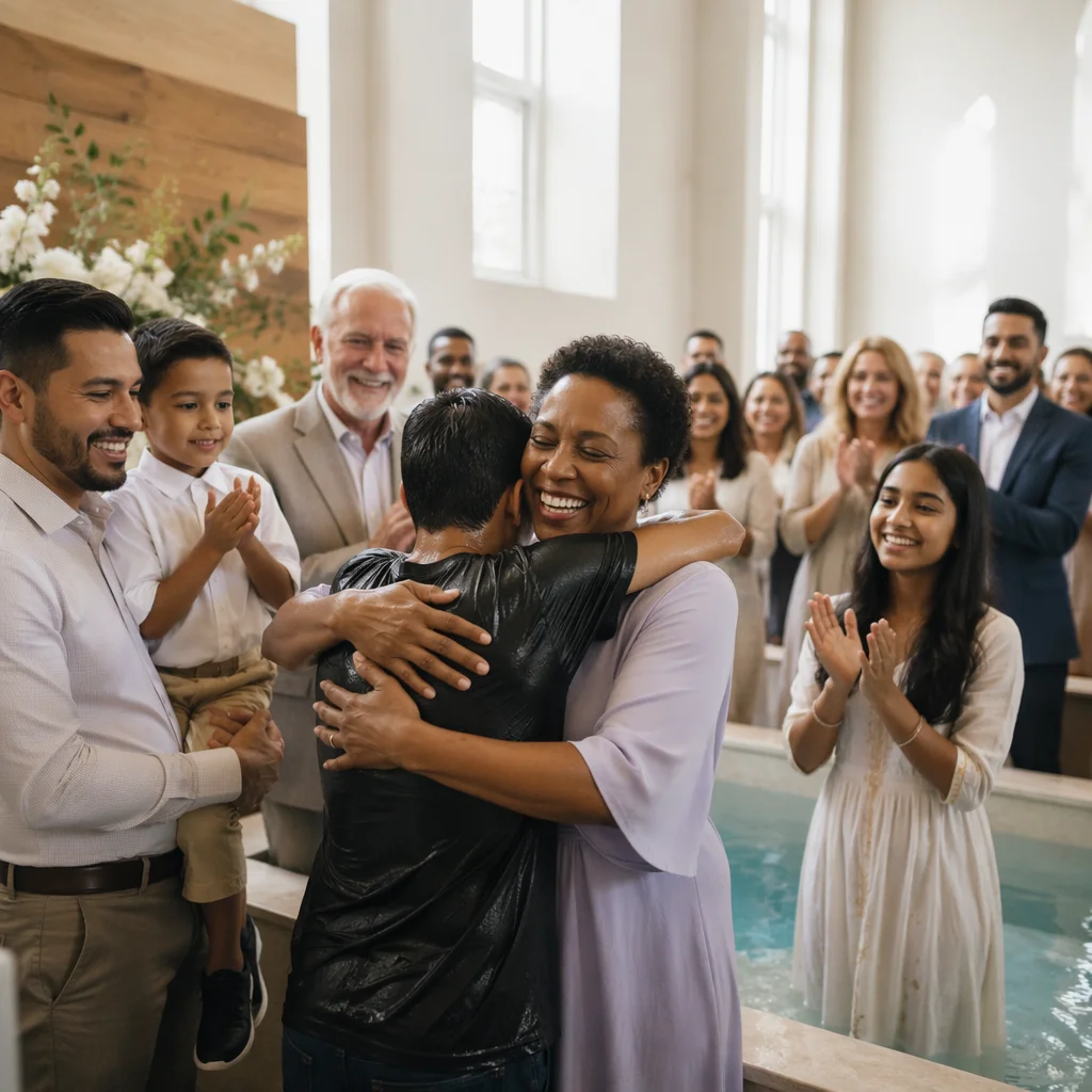 Joyful Baptism Celebration in Modern Church