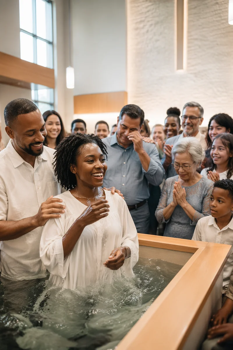 Baptism Celebration in Bright Church Sanctuary