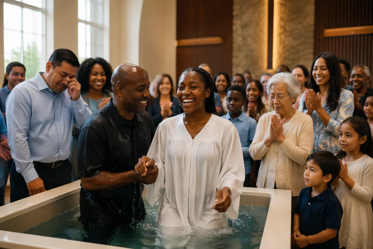 Baptism Celebration in Bright Church Sanctuary