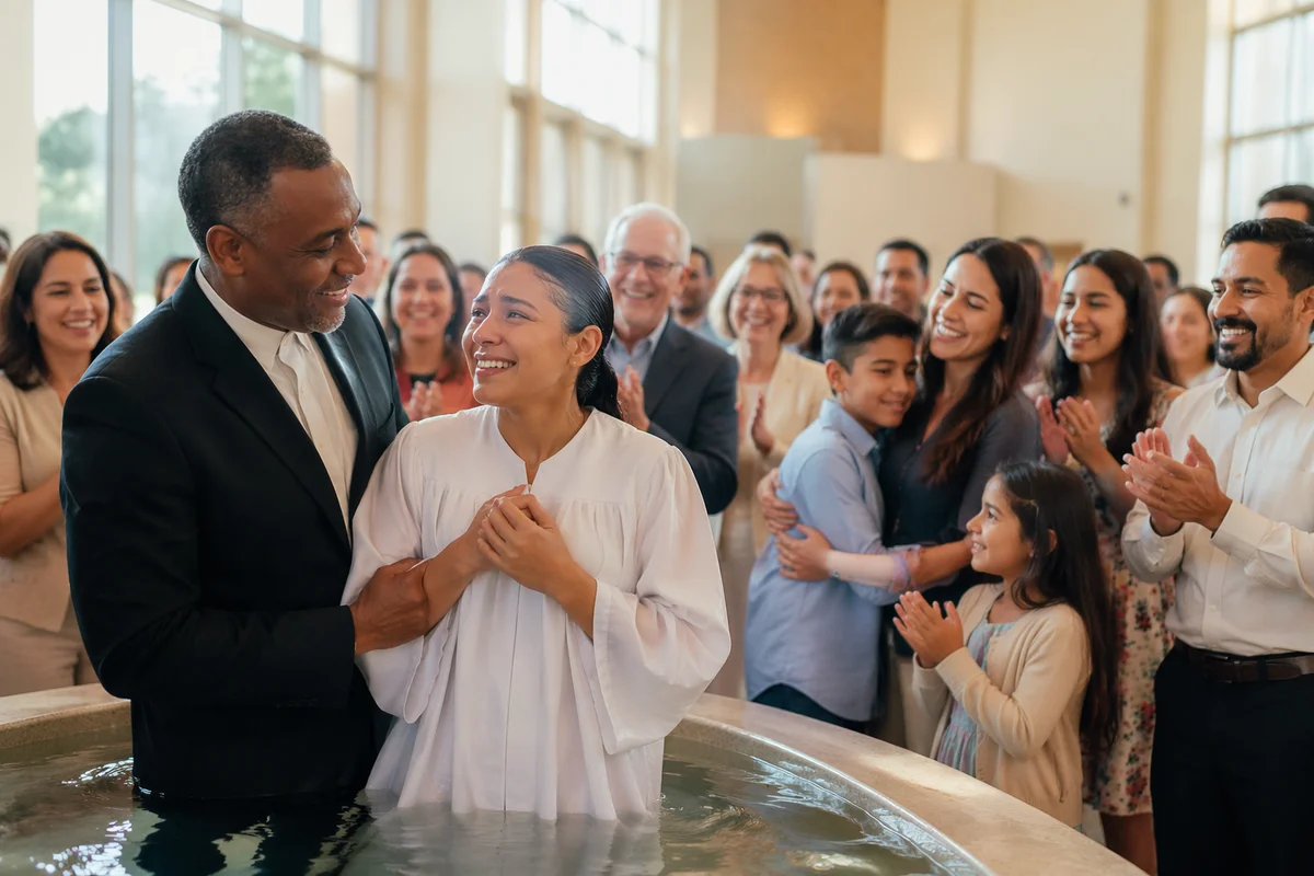 Baptism Celebration in Modern Church Hall