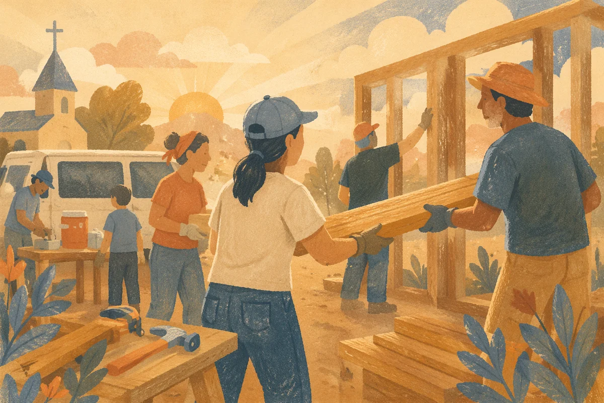 Church Volunteers Building Homes at Sunrise