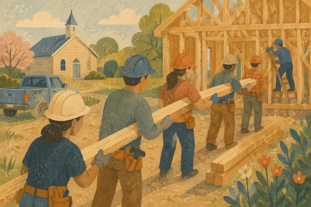 Church Volunteers Building Neighborhood Home Together
