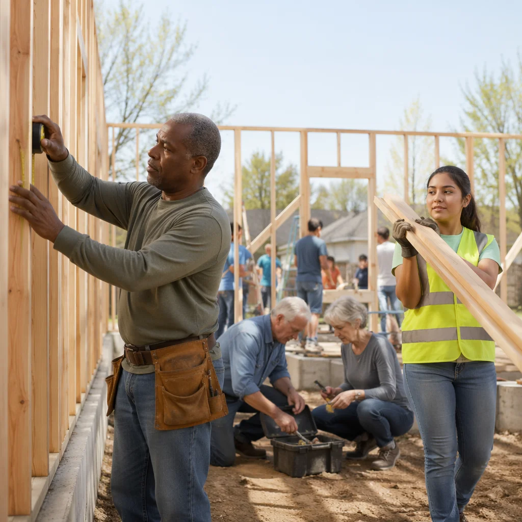 Church Volunteers Building a Family Home