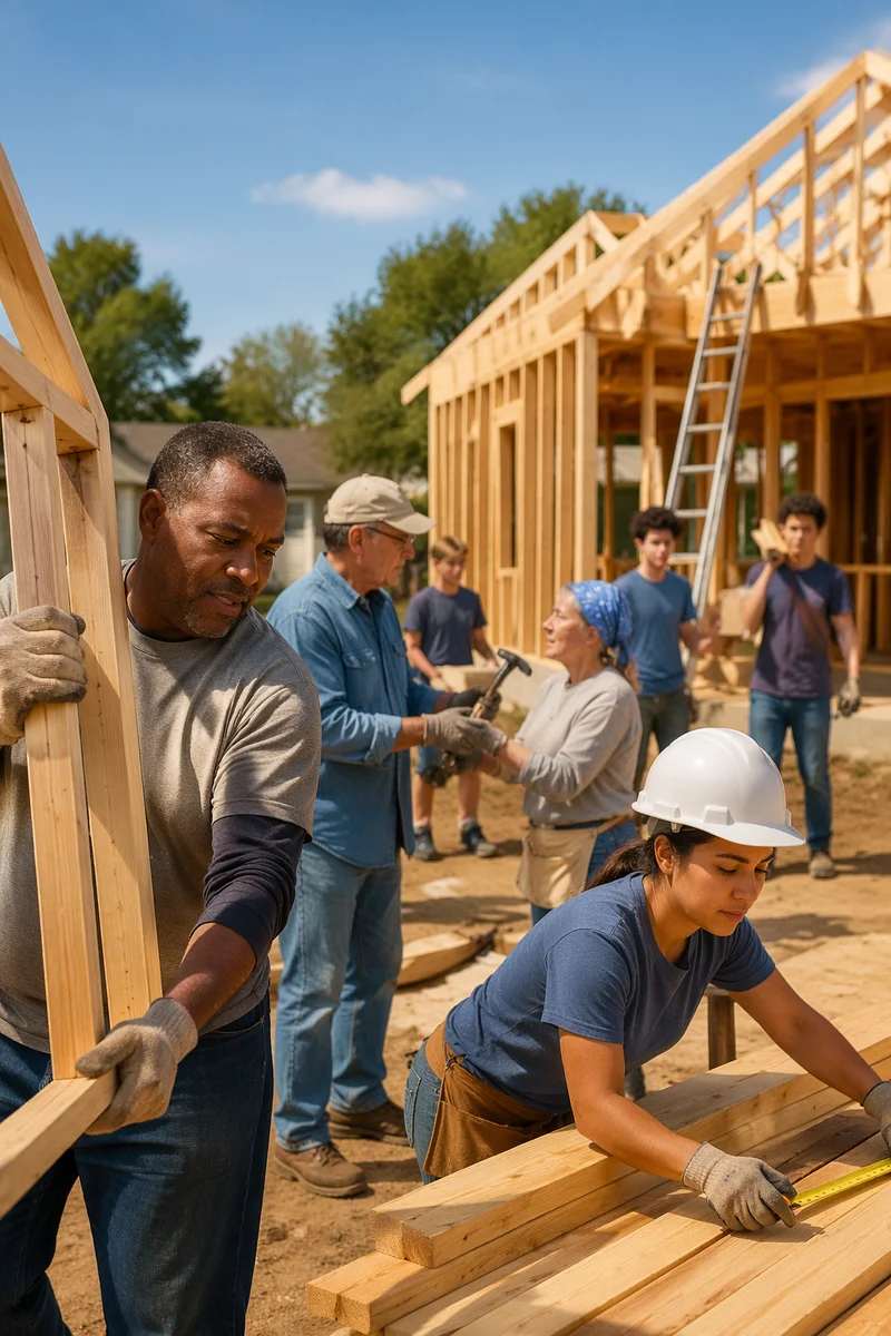 Volunteers Building Family Home Together
