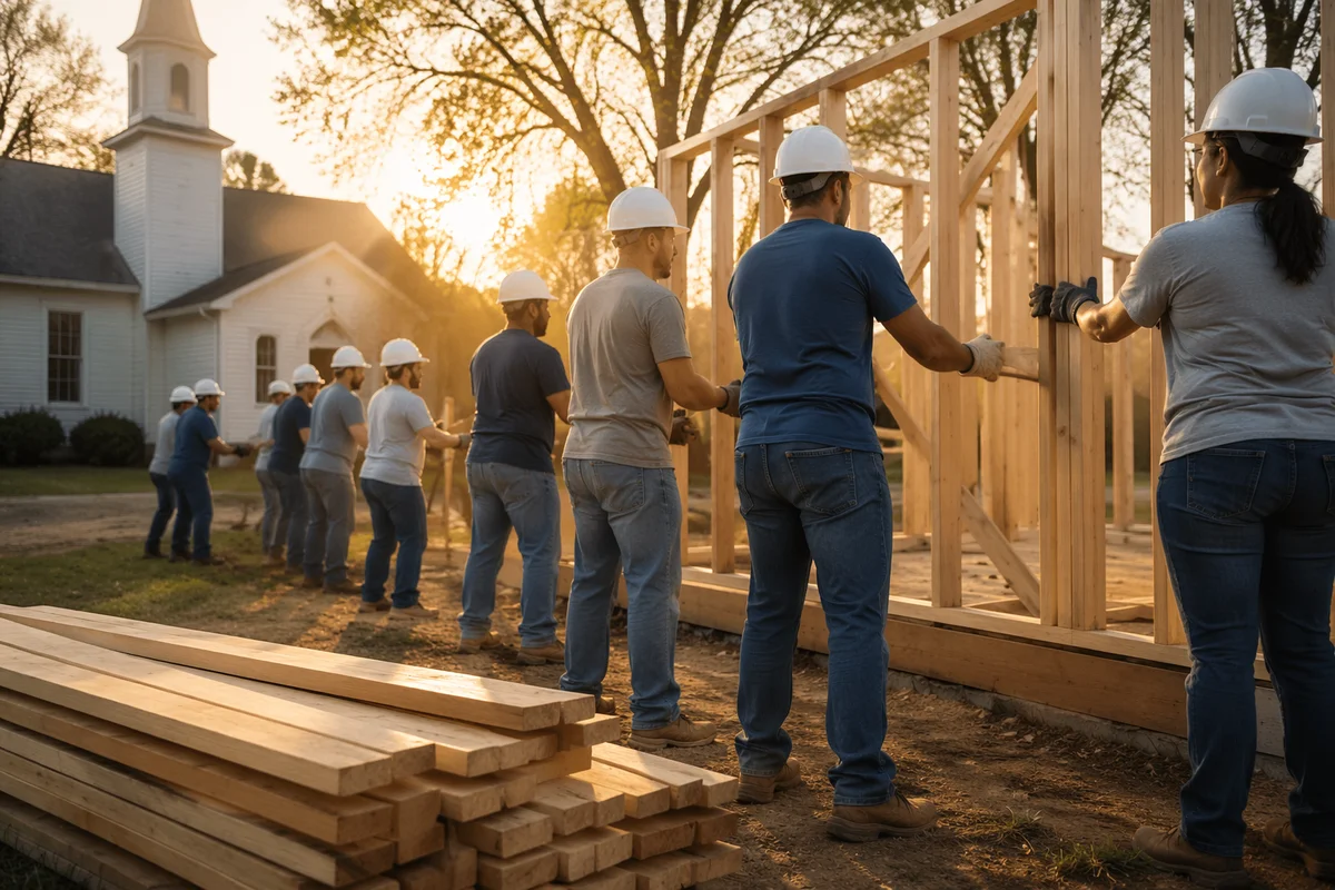Church Volunteers Building Homes Together