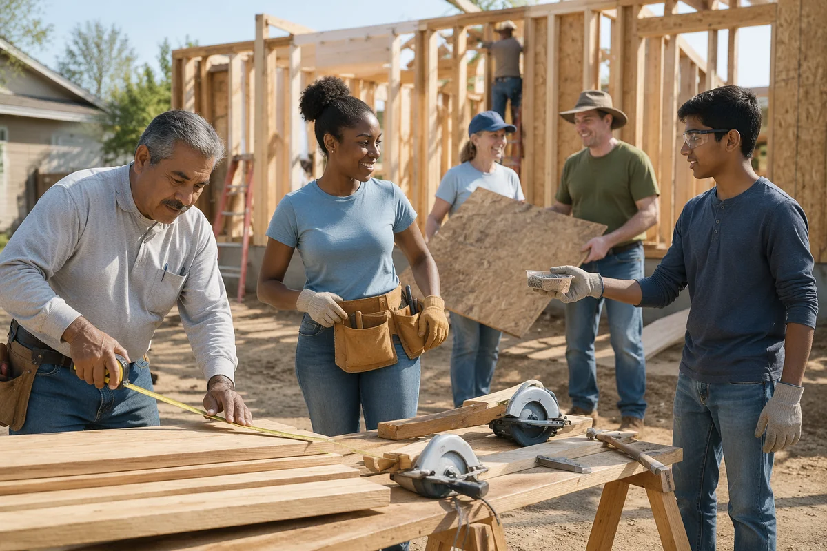 Volunteers Building Small Home Together