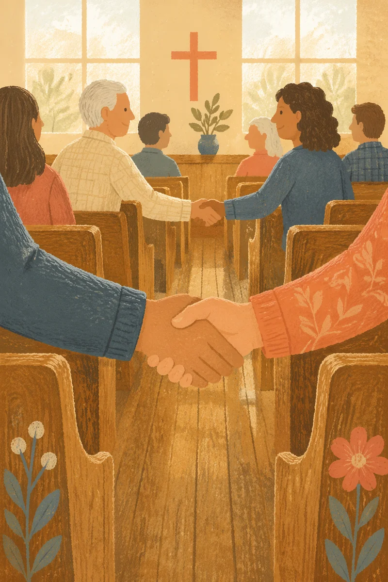 Warm Church Handshake During Passing of Peace
