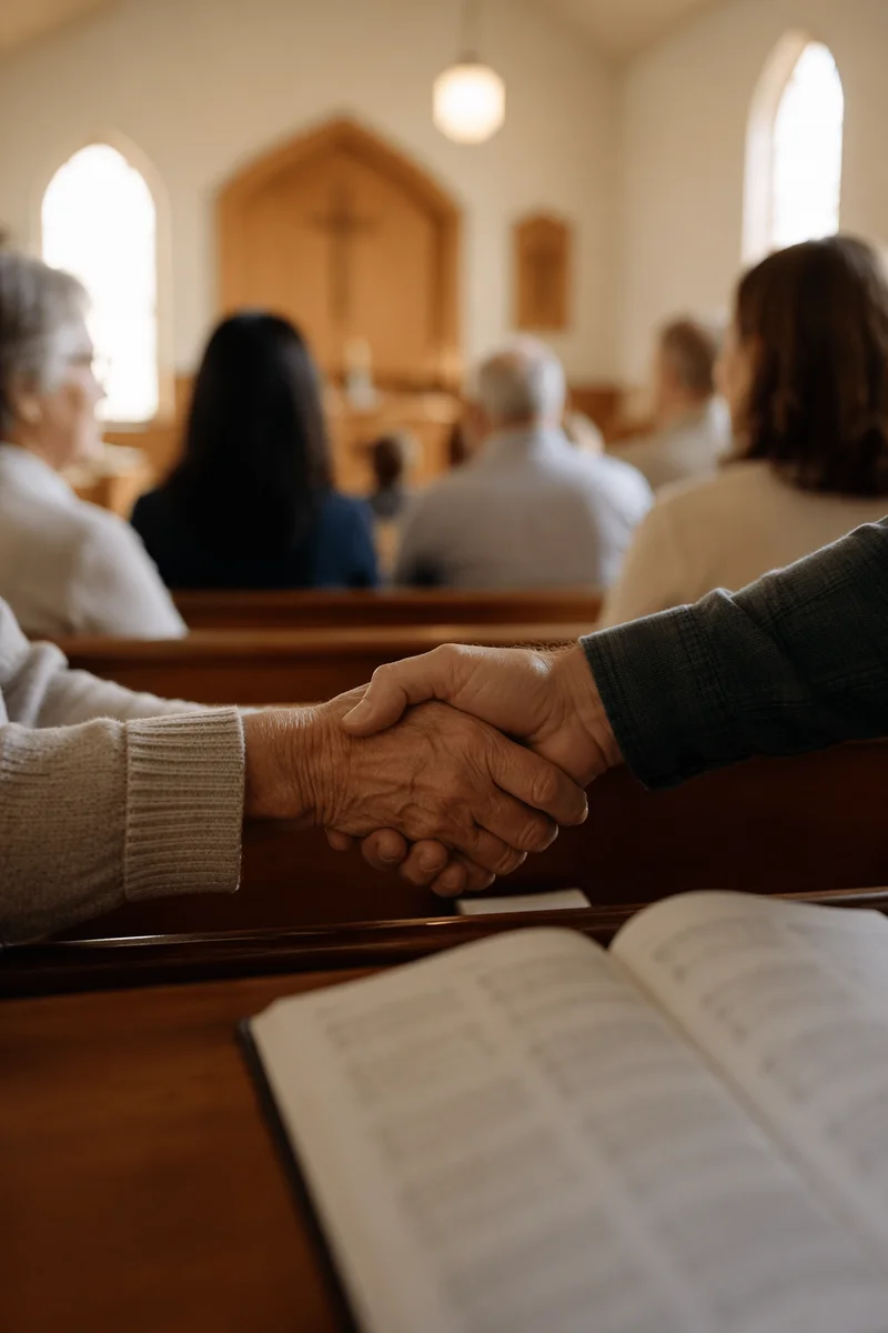 Warm Church Handshake During Passing of Peace