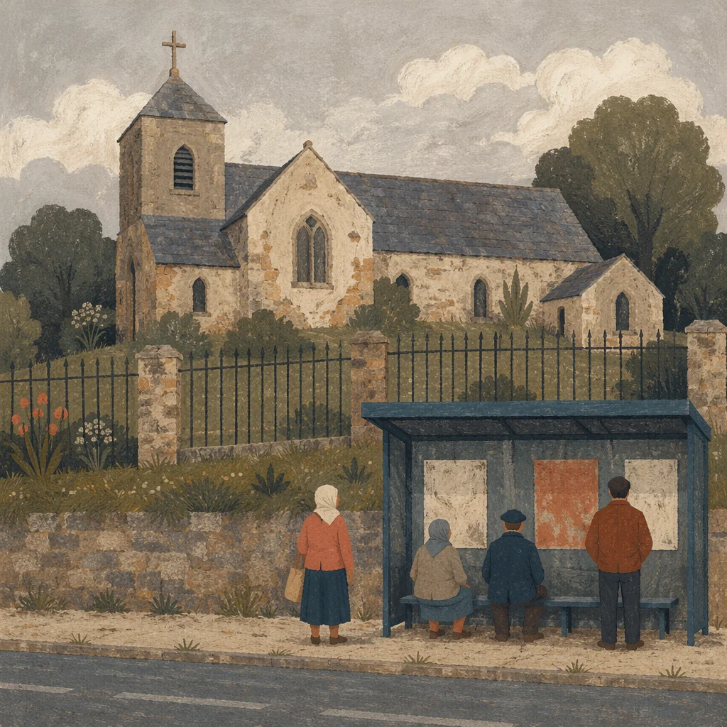 Humble Village Church Behind Roadside Fence