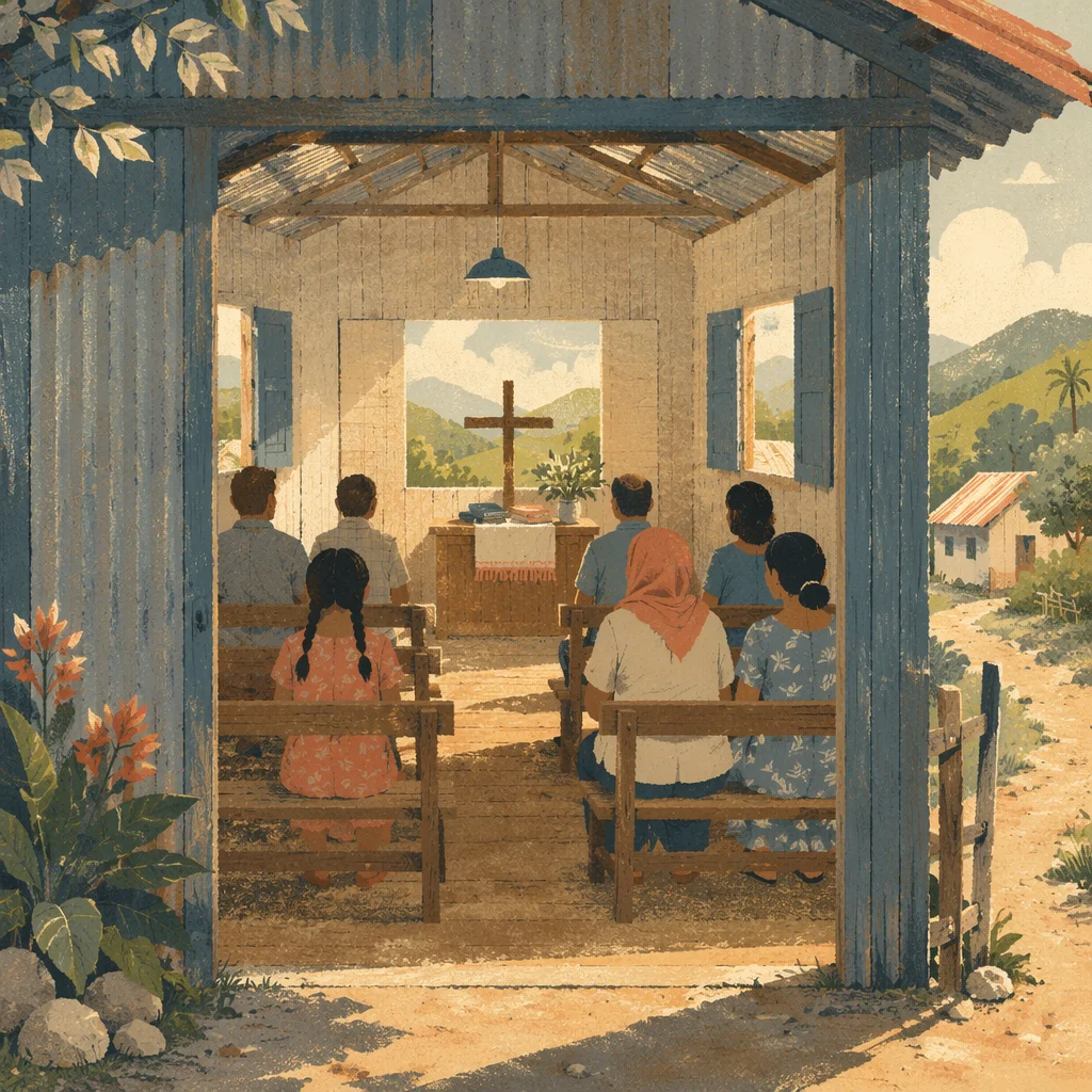 Humble Village Church in Morning Light