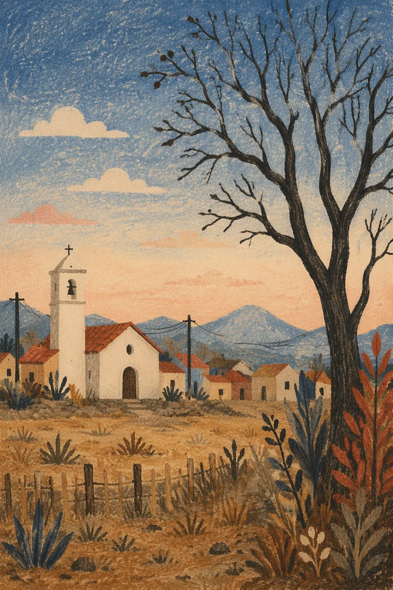 Village Church at Twilight in Rural Countryside
