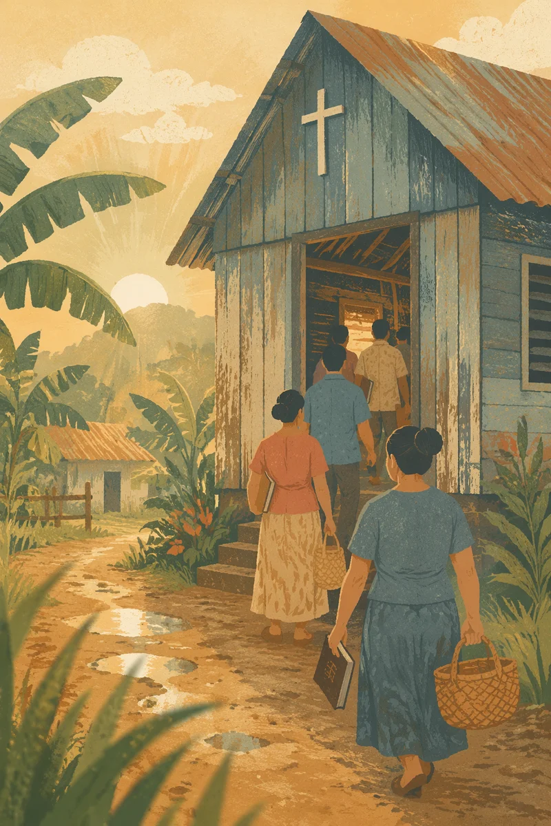 Hopeful Village Church at Sunrise