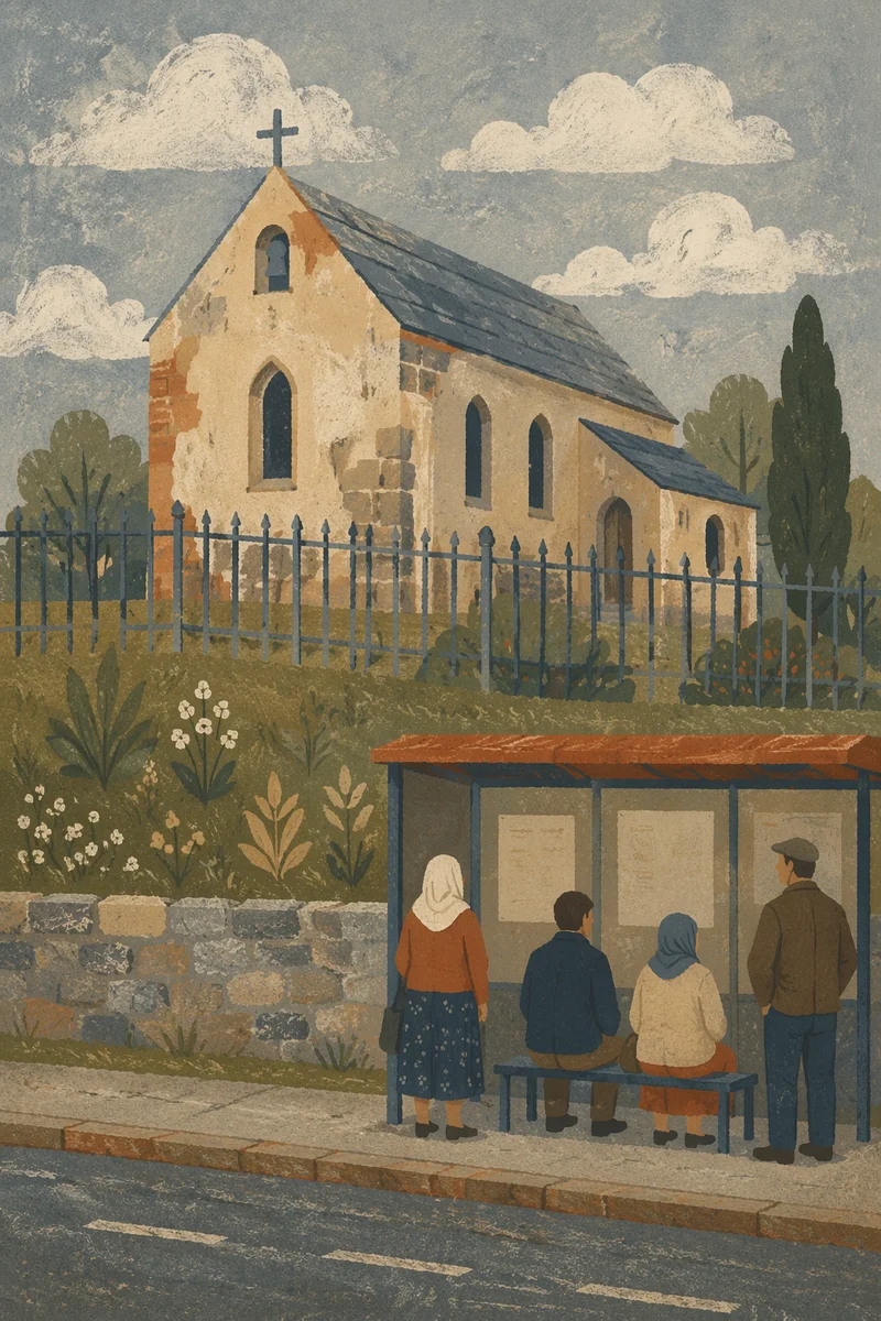 Humble Village Church Beside Rural Road