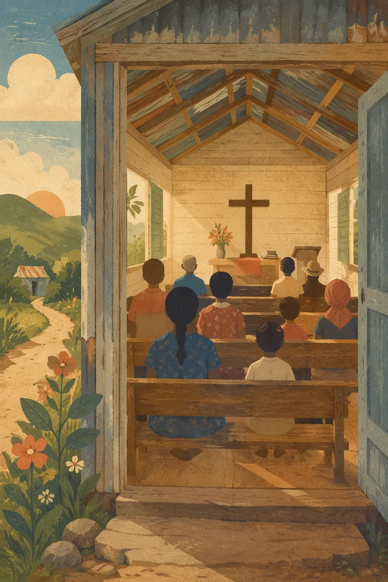 Humble Village Church in Morning Light