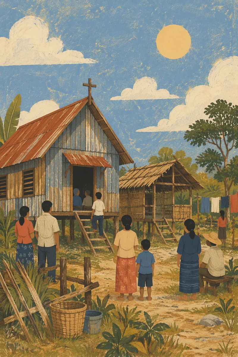 Rural Village Church Community Gathering