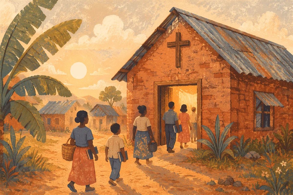 Humble Village Church at Sunday Dawn