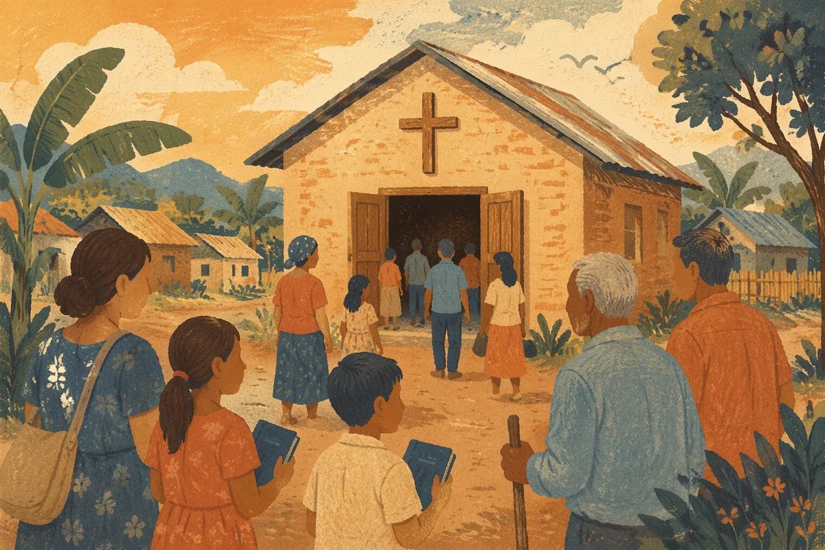 Hopeful Village Church After Sunday Worship