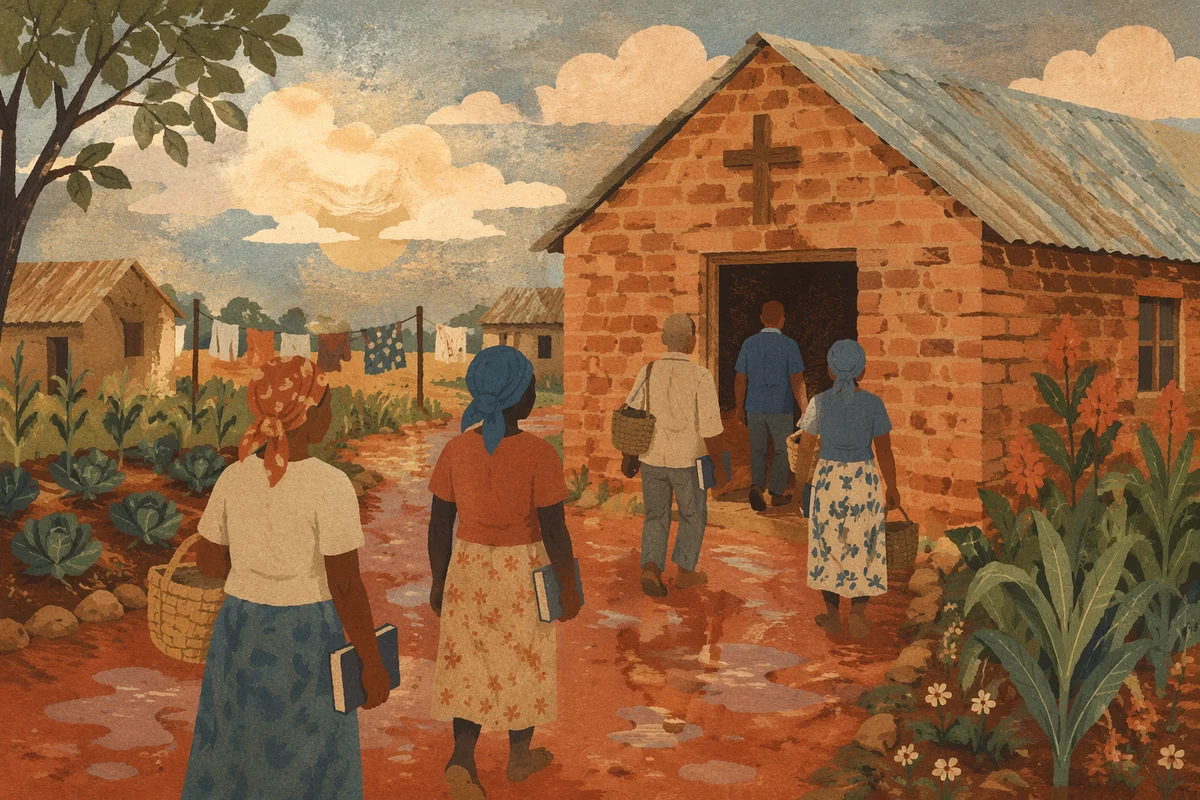 Village Church at Dawn After Rain