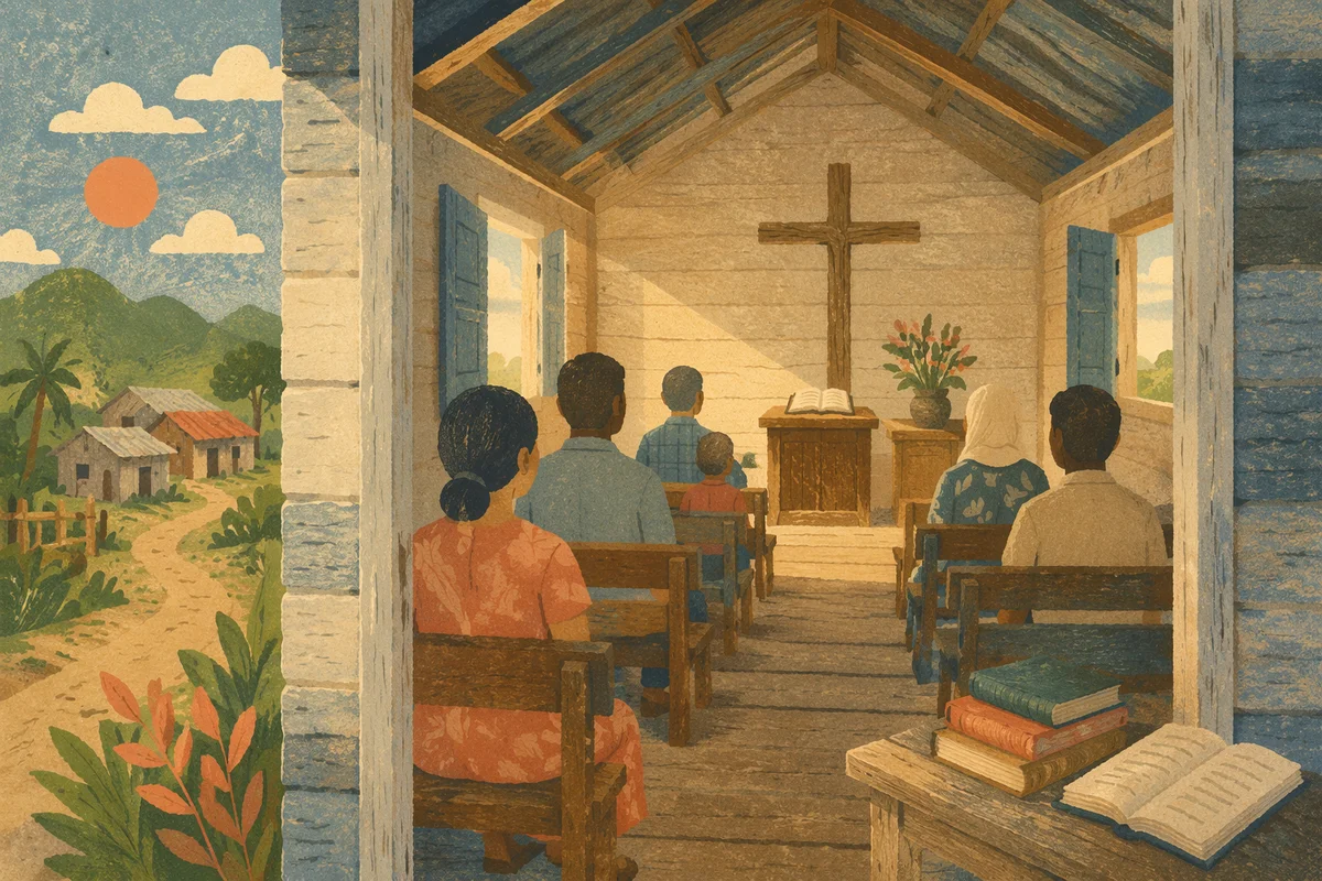 Humble Village Church in Morning Light