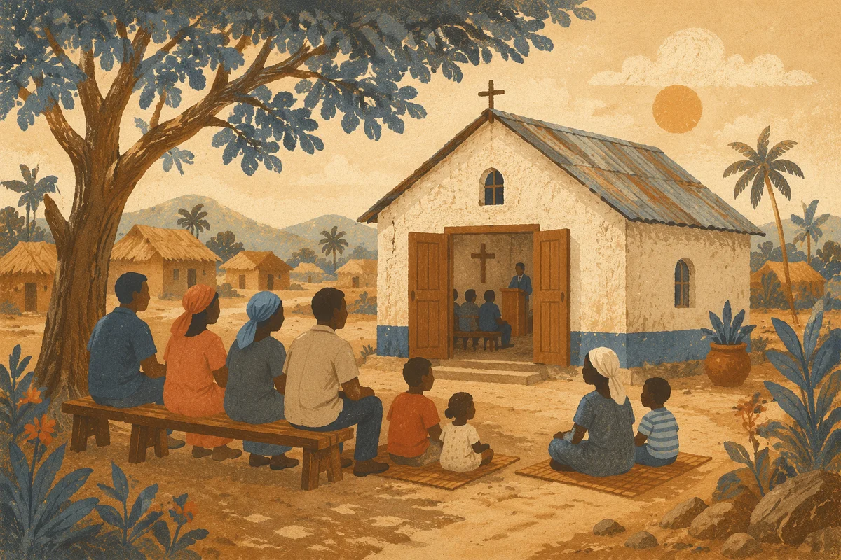 Humble Village Church Gathering at Sunset