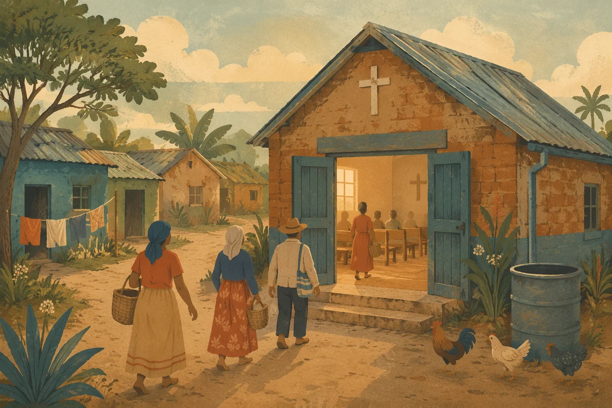 Humble Village Church at Morning Light