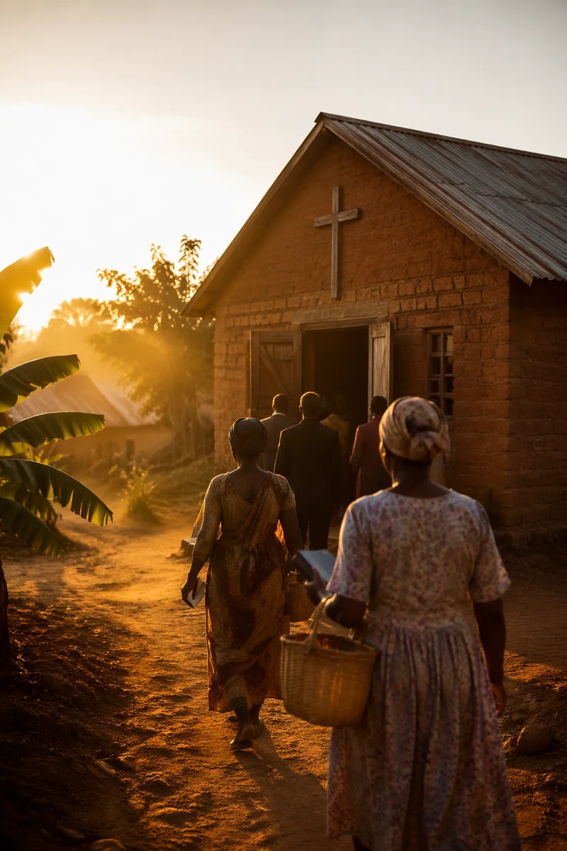 Humble Village Church at Sunday Dawn