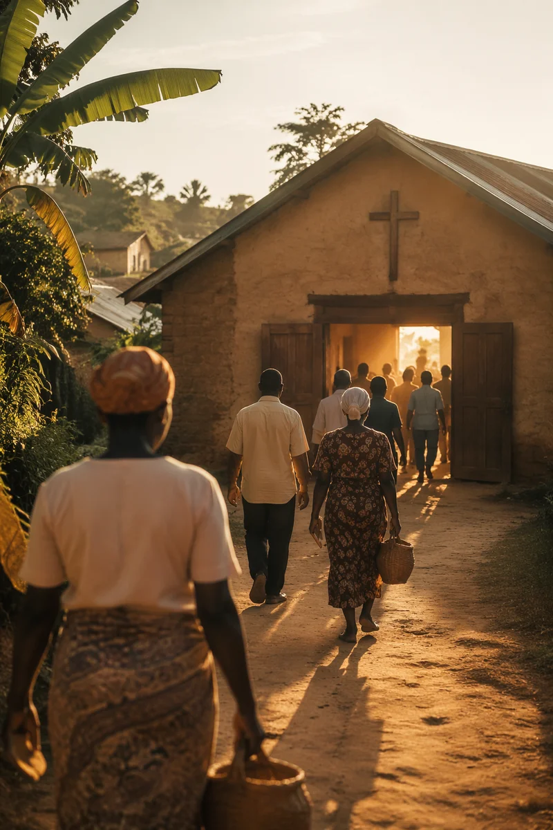 Golden Hour Village Church Gathering