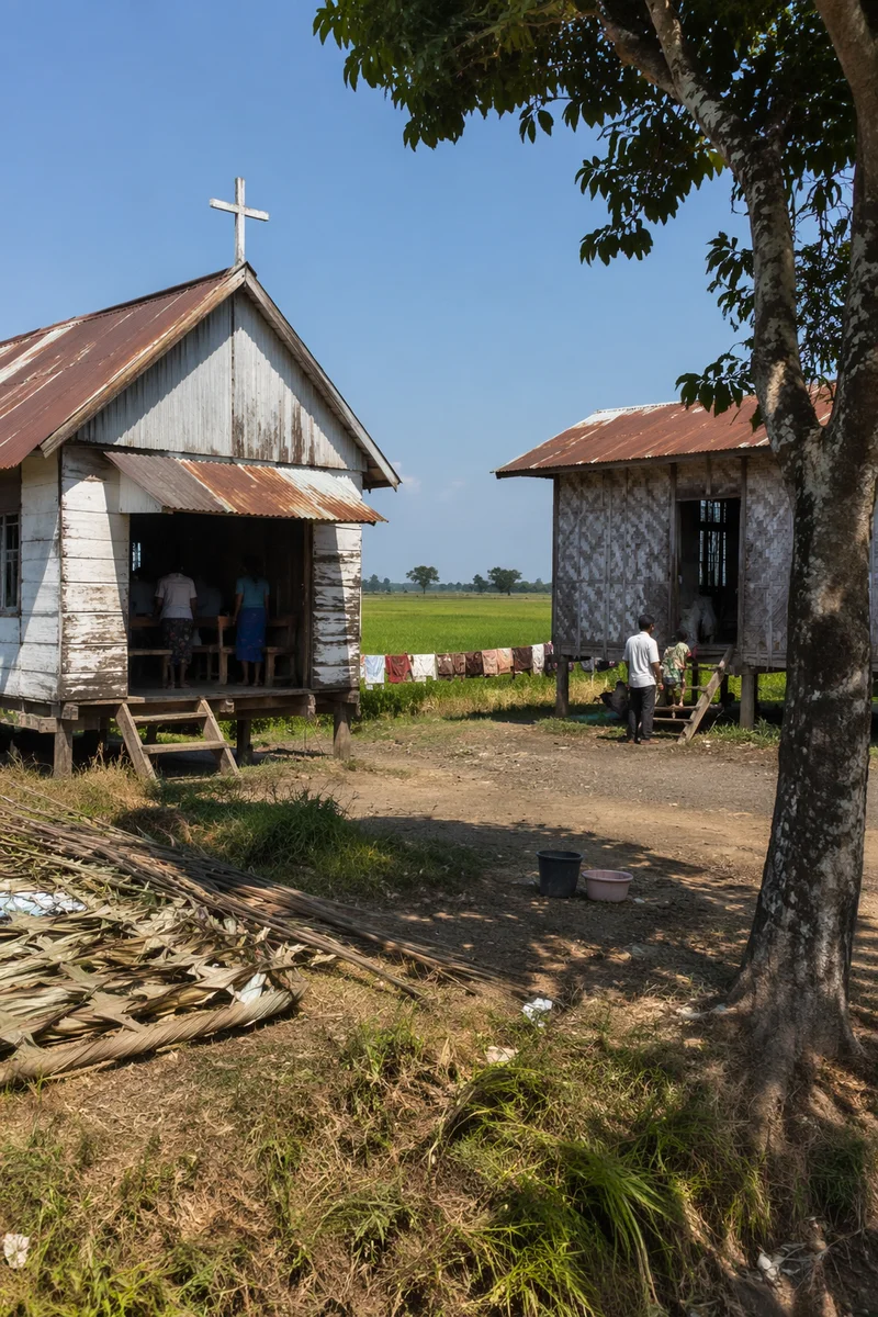 Rural Village Church in Developing Countryside