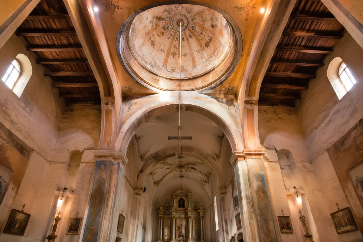 Rural Village Church Ceiling with Cross