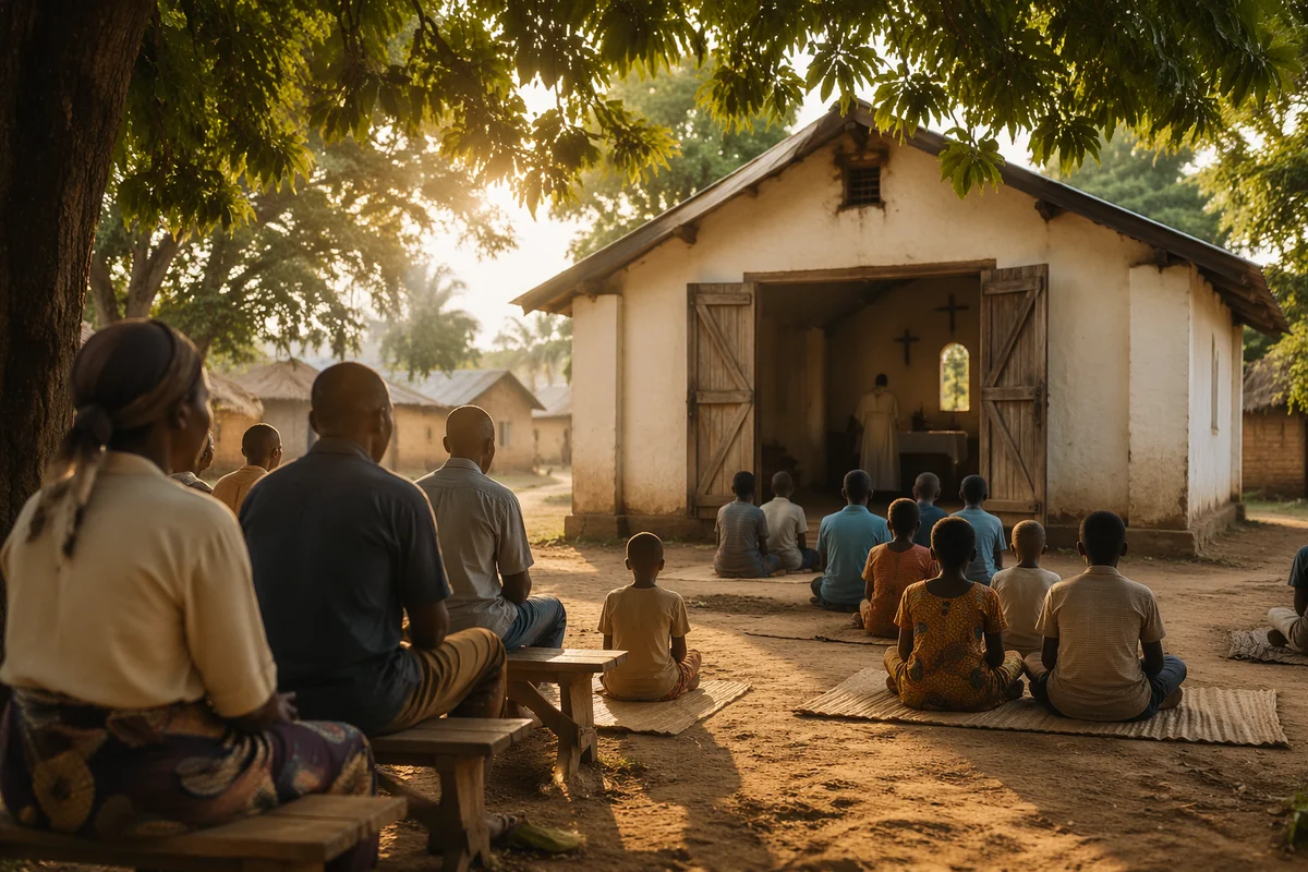 Humble Village Church Gathering at Sunset
