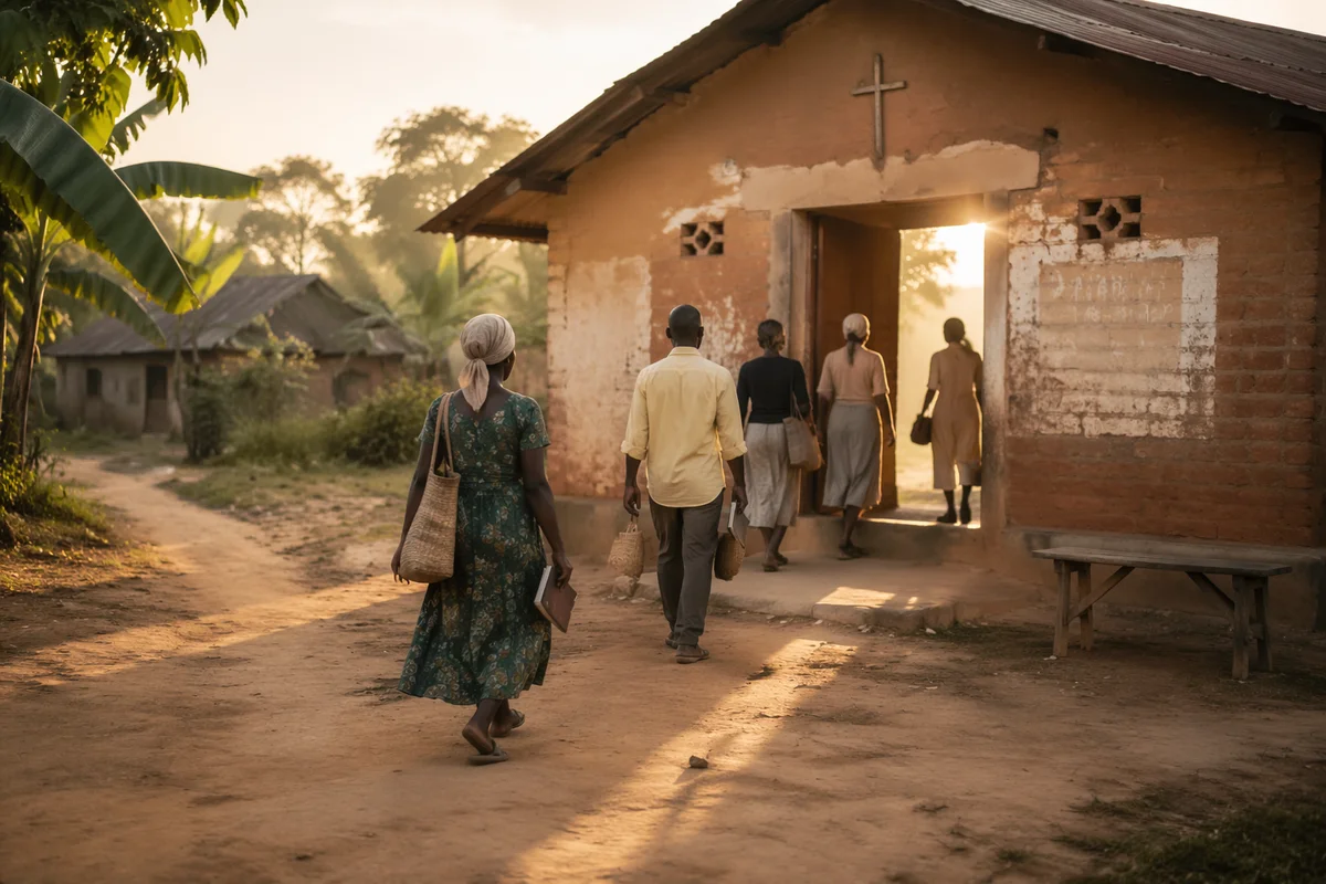 Humble Village Church in Morning Light