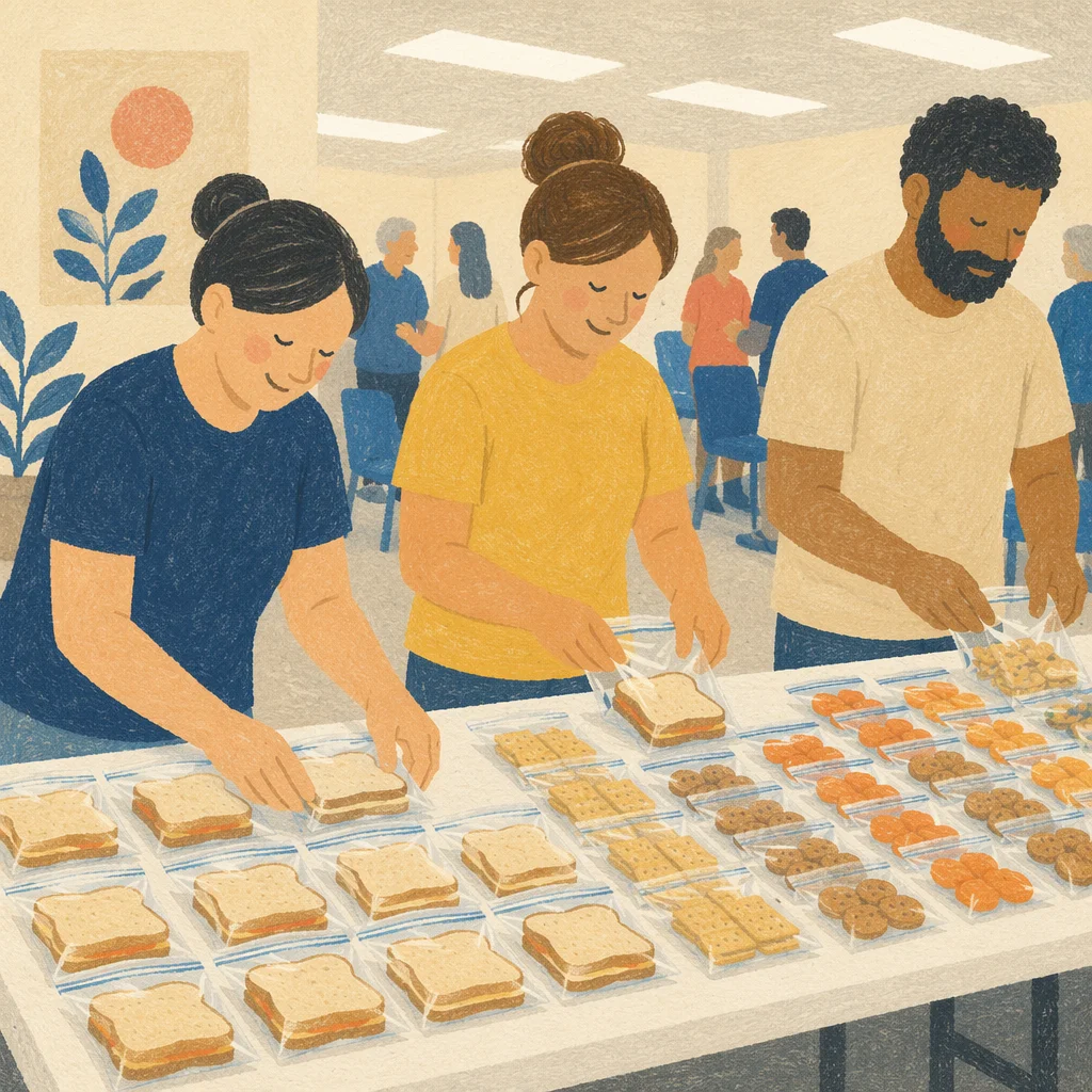 Church Kitchen Volunteers Preparing Fellowship Meal