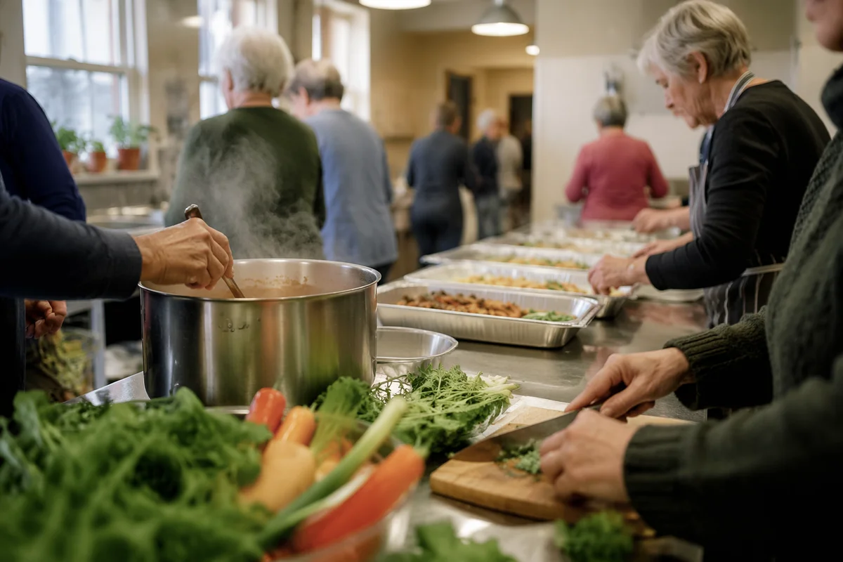 Church Volunteers Preparing Fellowship Meal Together