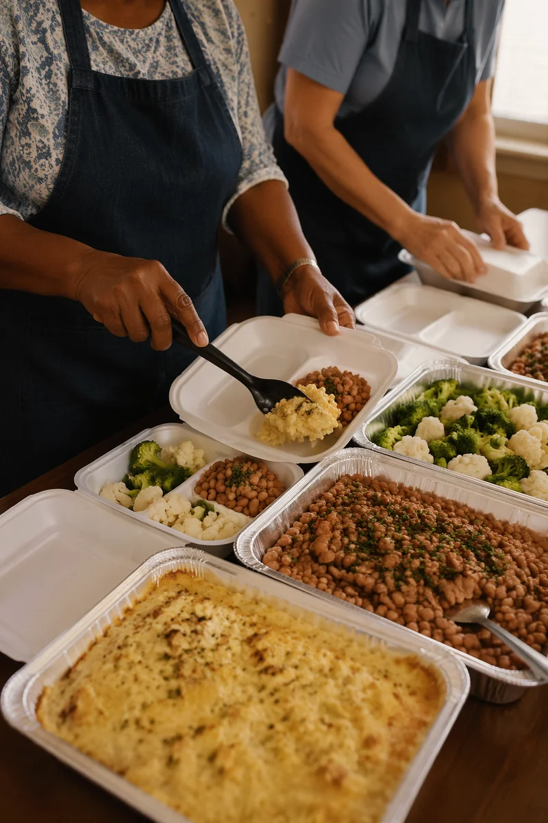 Church Kitchen Volunteers Preparing Community Meals