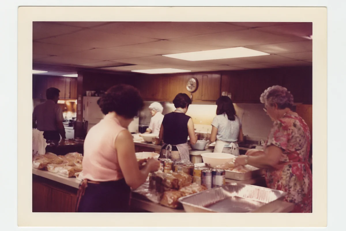 Church Kitchen Volunteers Preparing Community Meal