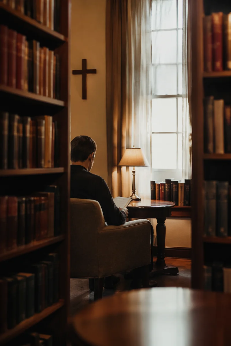 Peaceful Church Library Reading Nook