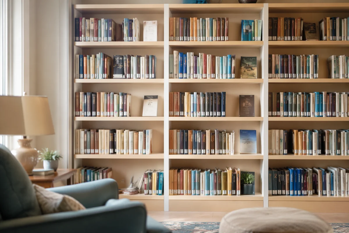 Cozy Church Library Reading Corner Shelves