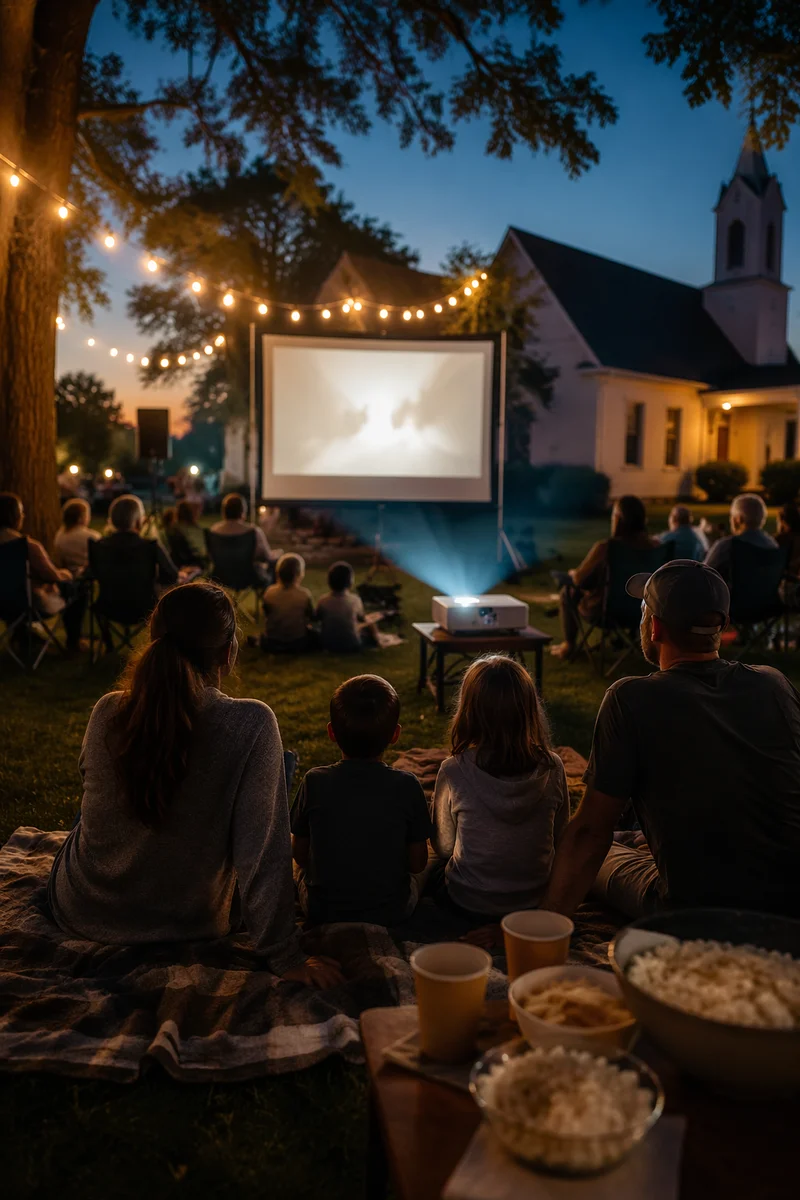 Outdoor Church Movie Night on Lawn