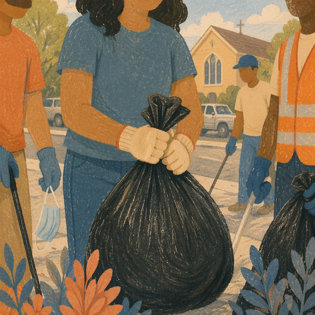 Church Volunteers Cleaning Neighborhood Together