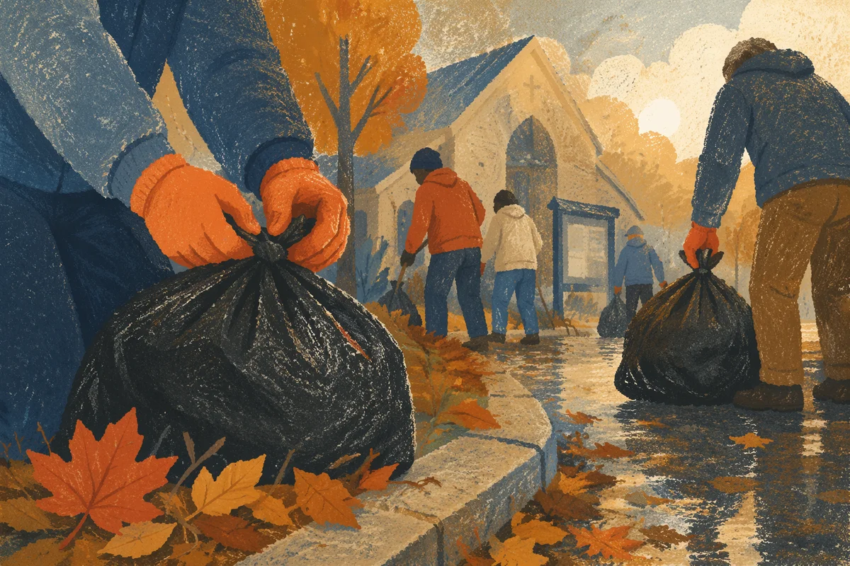 Church Volunteers Neighborhood Cleanup at Dawn