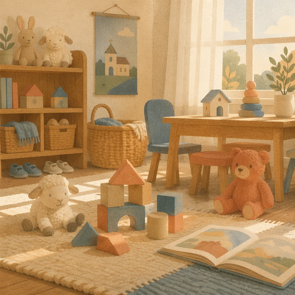 Quiet Church Nursery with Toys in Soft Light
